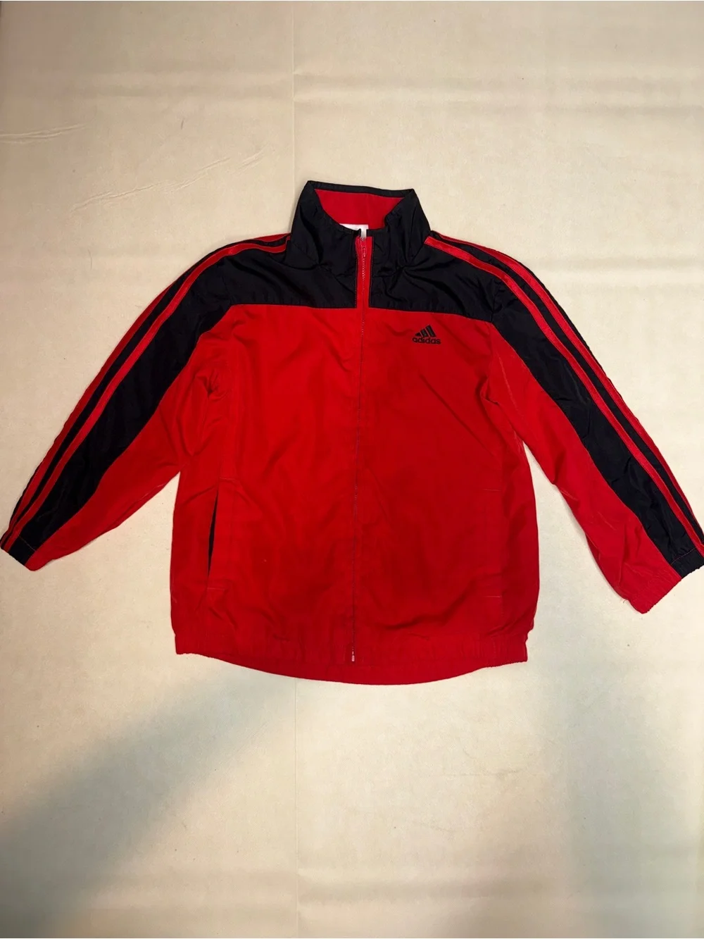 adidas Red and Black Kids Track Jacket with Zip